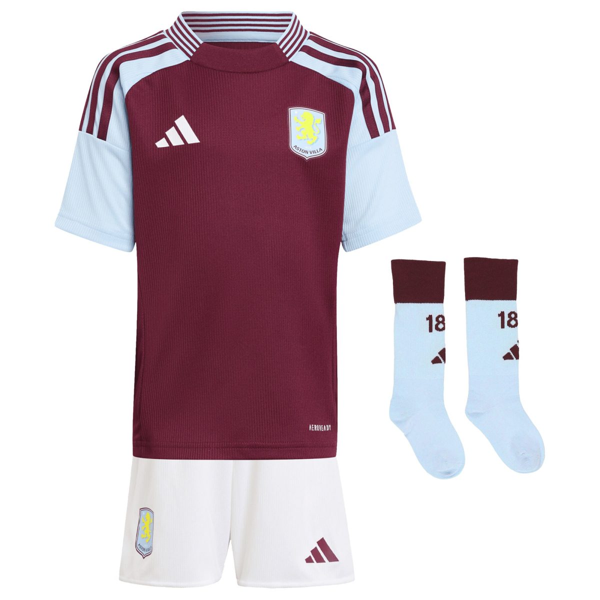 Aston Villa Shirts - aston villa adidas home mini kit 2024-25 with bogarde 26 printing Collection of Official Fan Gear