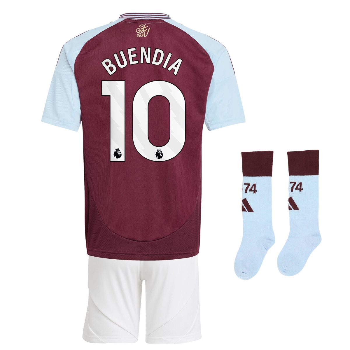 Aston Villa Shirts - aston villa adidas home mini kit 2024-25 with buendia 10 printing Collection of Official Fan Gear