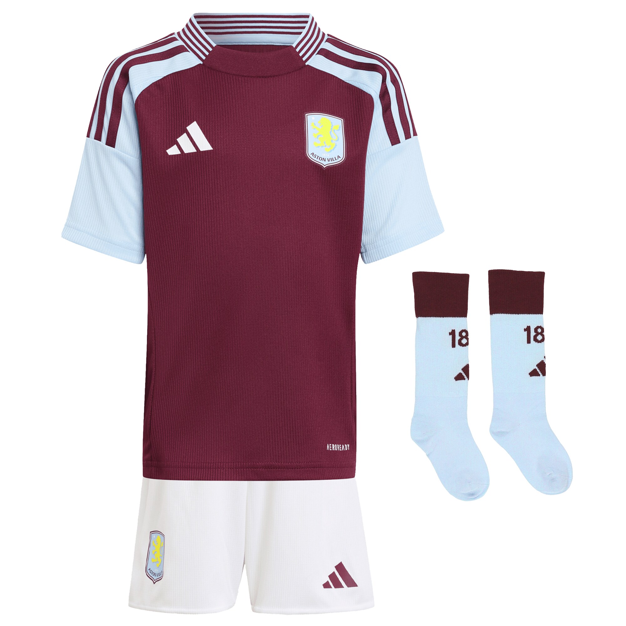 Aston Villa Shirts - aston villa adidas home mini kit 2024-25 with mcginn 7 printing Collection of Official Fan Gear