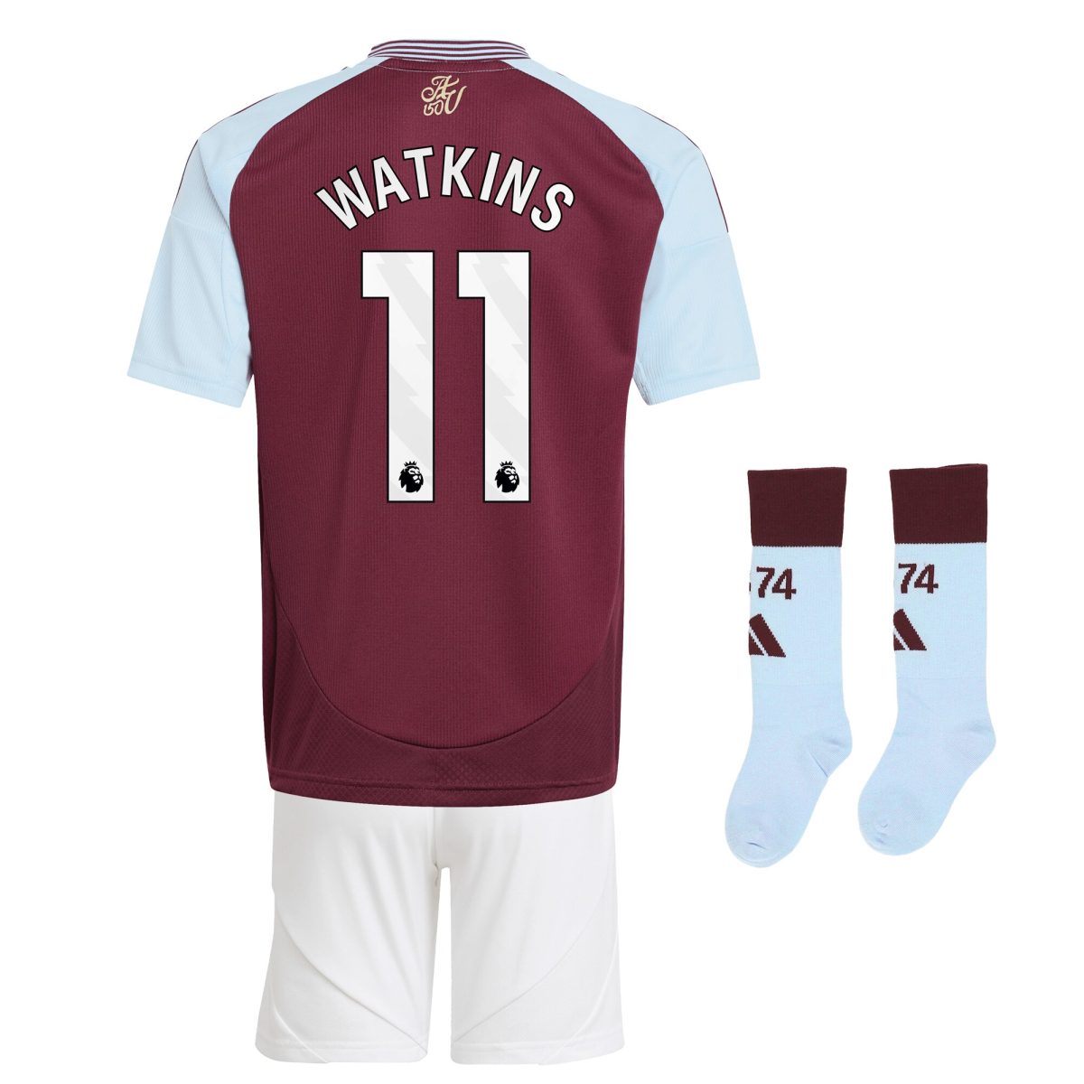 Aston Villa Shirts - aston villa adidas home mini kit 2024-25 with watkins 11 printing Collection of Official Fan Gear
