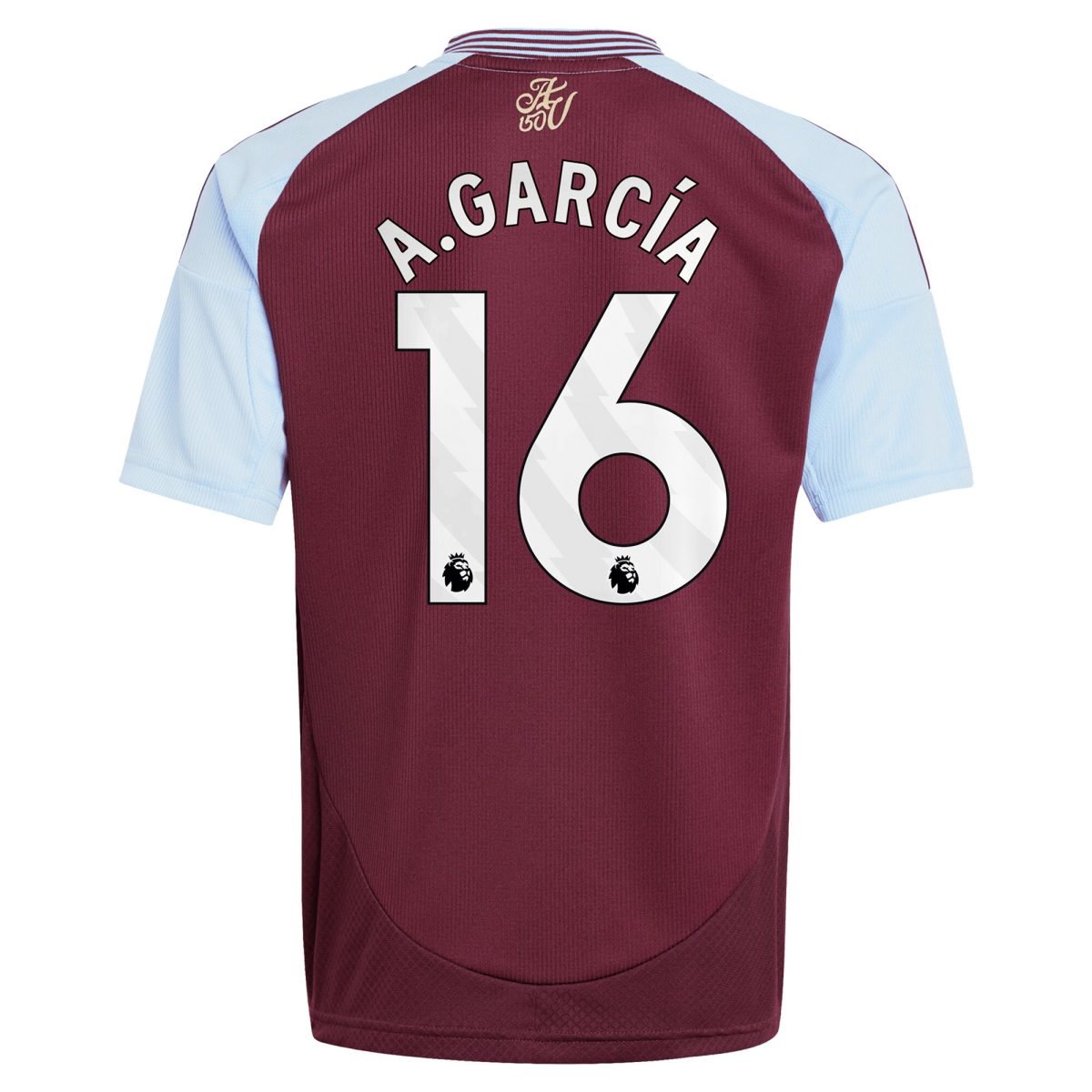Aston Villa Shirts - aston villa adidas home shirt 2024-25 – kids with a.garcía 16 printing Collection of Official Fan Gear