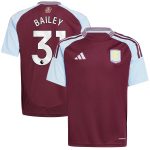 Aston Villa Shirts - aston villa adidas home shirt 2024-25 – kids with bailey 31 printing Collection of Official Fan Gear