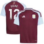 Aston Villa Shirts - aston villa adidas home shirt 2024-25 – kids with digne 12 printing Collection of Official Fan Gear