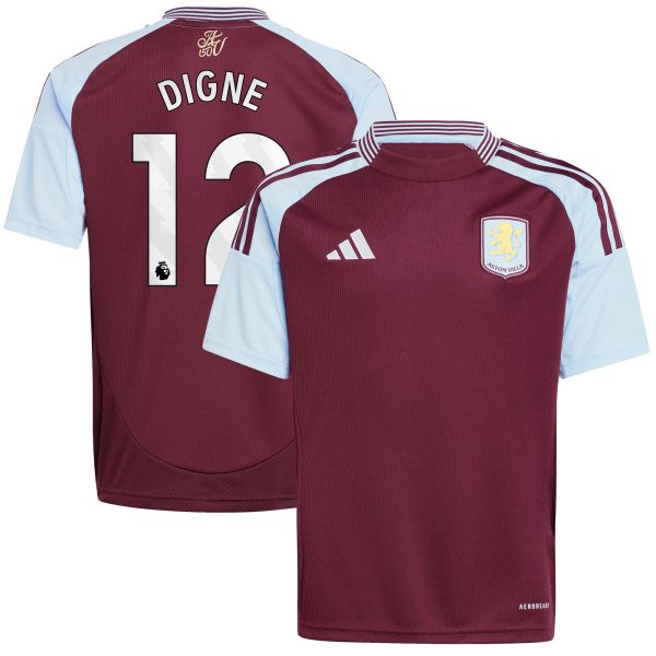 Aston Villa Shirts - aston villa adidas home shirt 2024-25 – kids with digne 12 printing Collection of Official Fan Gear