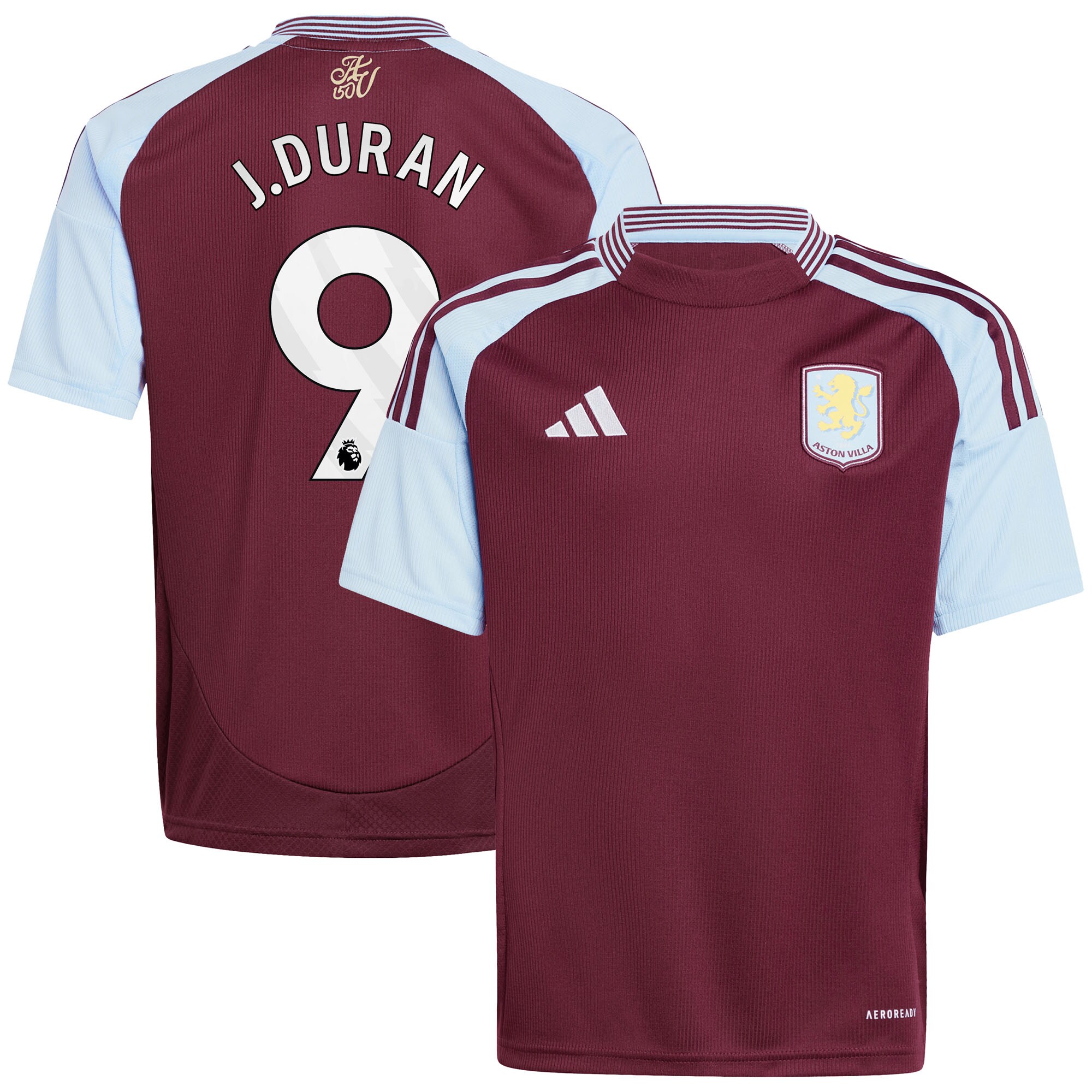 Aston Villa Shirts - aston villa adidas home shirt 2024-25 – kids with j.duran 9 printing Collection of Official Fan Gear