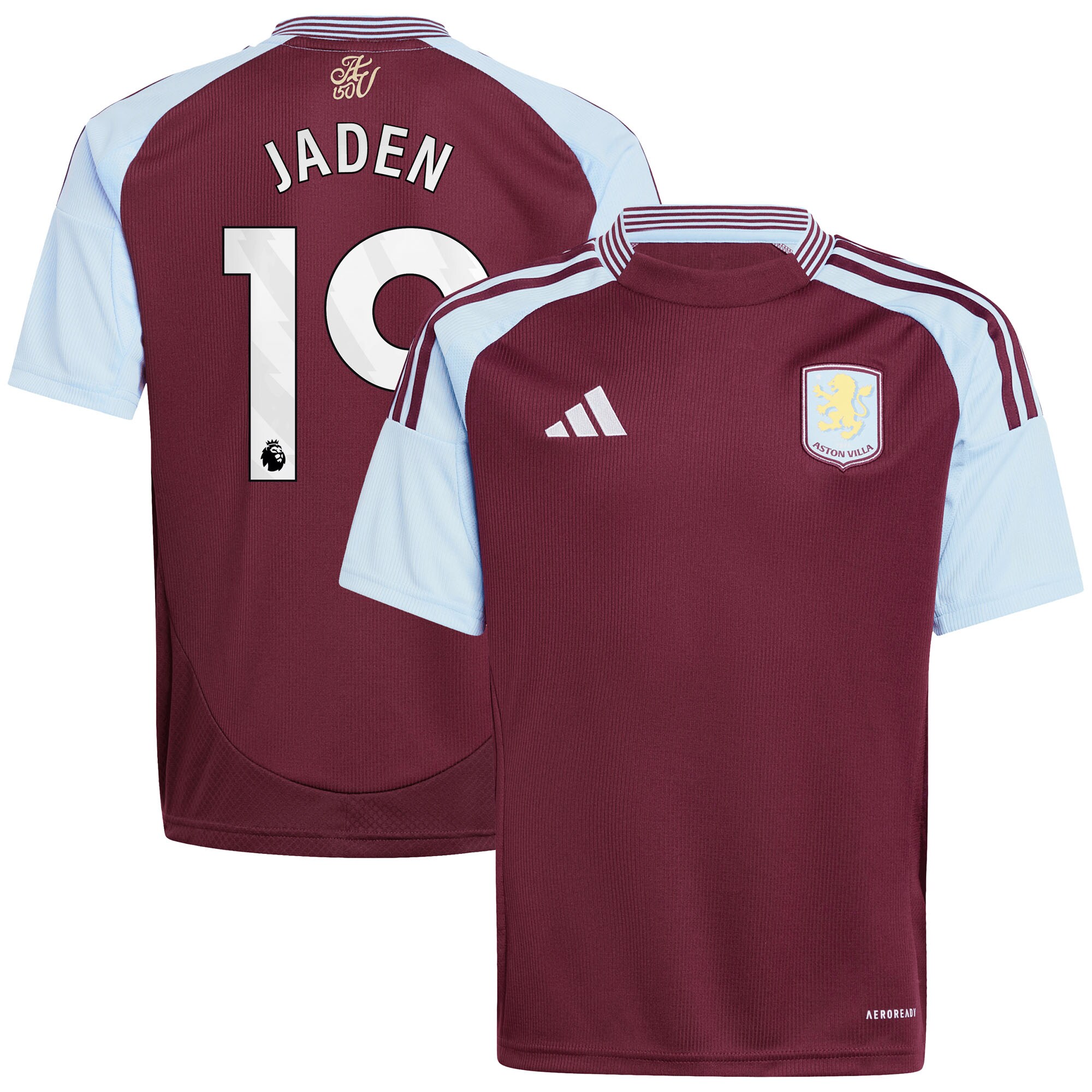 Aston Villa Shirts - aston villa adidas home shirt 2024-25 – kids with jaden 19 printing Collection of Official Fan Gear
