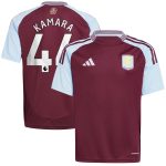 Aston Villa Shirts - aston villa adidas home shirt 2024-25 – kids with kamara 44 printing Collection of Official Fan Gear