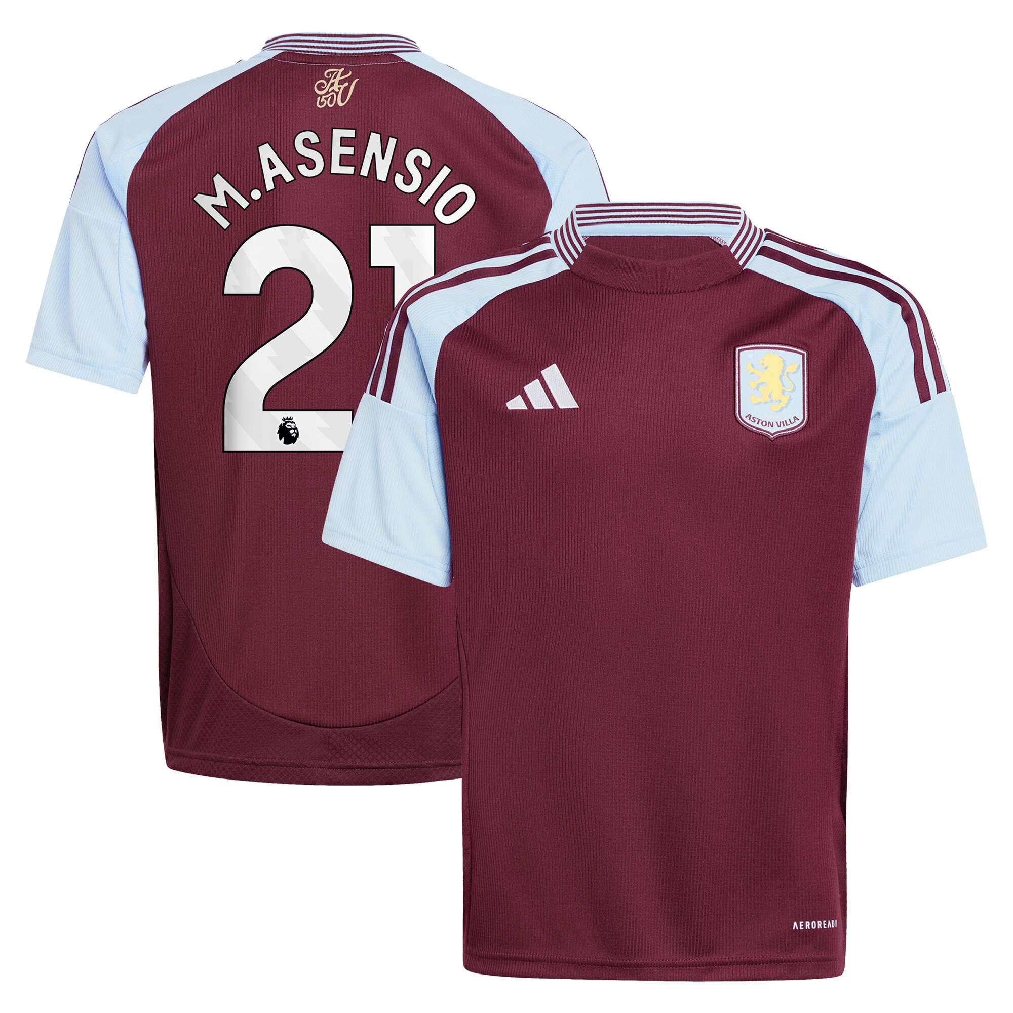Aston Villa Shirts - aston villa adidas home shirt 2024-25 – kids with m.asensio 21 printing Collection of Official Fan Gear