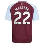 Aston Villa Shirts - aston villa adidas home shirt 2024-25 – kids with maatsen 22 printing Collection of Official Fan Gear