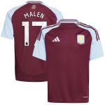 Aston Villa Shirts - aston villa adidas home shirt 2024-25 – kids with malen 17 printing Collection of Official Fan Gear