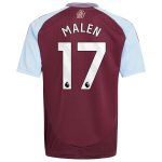 Aston Villa Shirts - aston villa adidas home shirt 2024-25 – kids with malen 17 printing Collection of Official Fan Gear