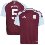 Aston Villa Shirts - aston villa adidas home shirt 2024-25 – kids with mings 5 printing Collection of Official Fan Gear