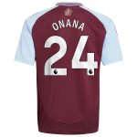 Aston Villa Shirts - aston villa adidas home shirt 2024-25 – kids with onana 24 printing Collection of Official Fan Gear