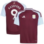 Aston Villa Shirts - aston villa adidas home shirt 2024-25 – kids with rashford 9 printing Collection of Official Fan Gear