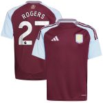 Aston Villa Shirts - aston villa adidas home shirt 2024-25 – kids with rogers 27 printing Collection of Official Fan Gear