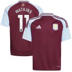 Aston Villa Shirts - aston villa adidas home shirt 2024-25 – kids with watkins 11 printing Collection of Official Fan Gear
