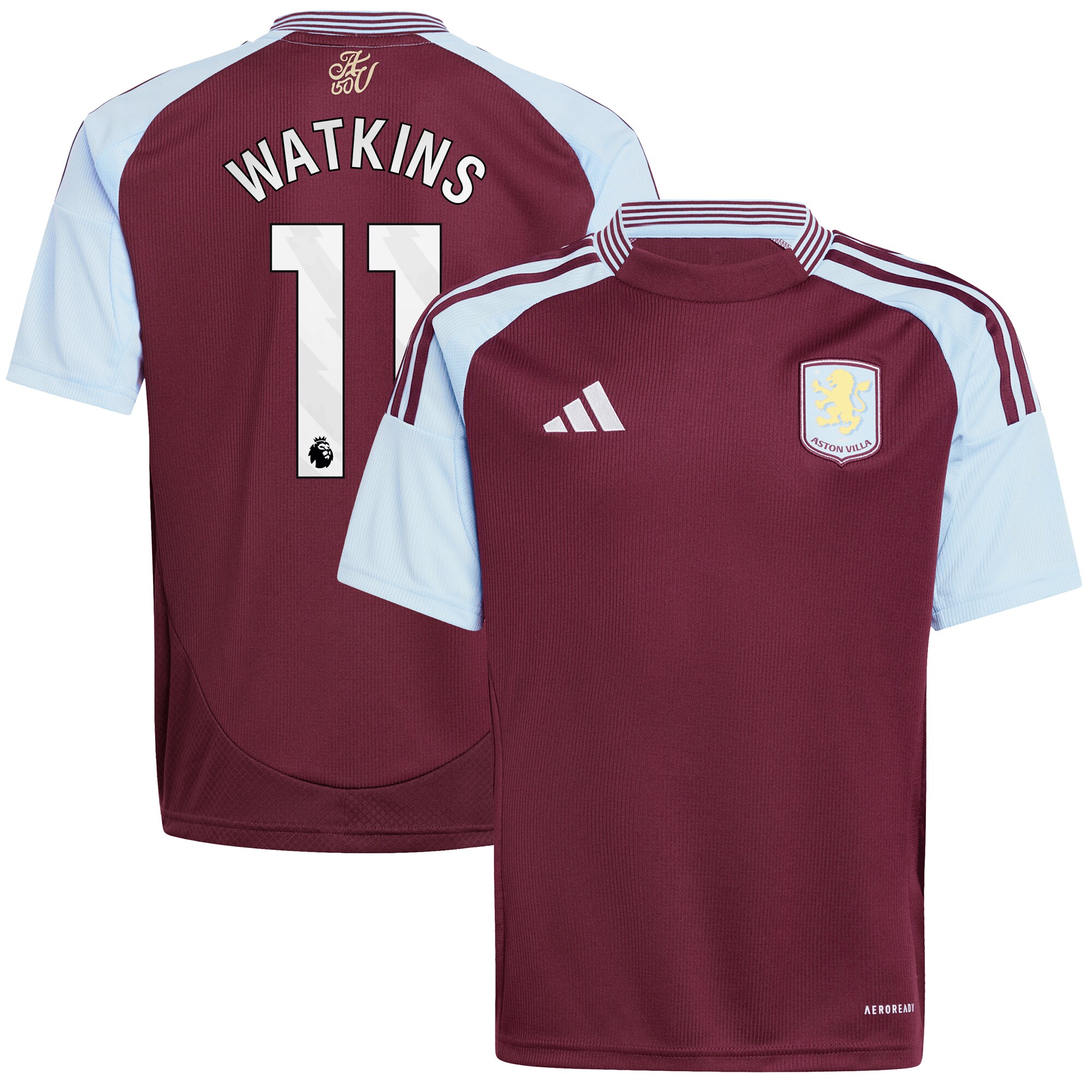 Aston Villa Shirts - aston villa adidas home shirt 2024-25 – kids with watkins 11 printing Collection of Official Fan Gear
