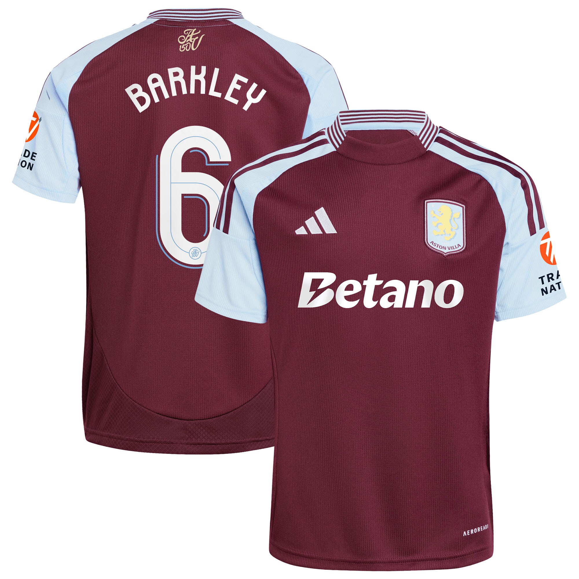 Aston Villa Shirts - aston villa adidas home shirt 2024-25 with barkley 6 cup printing Collection of Official Fan Gear