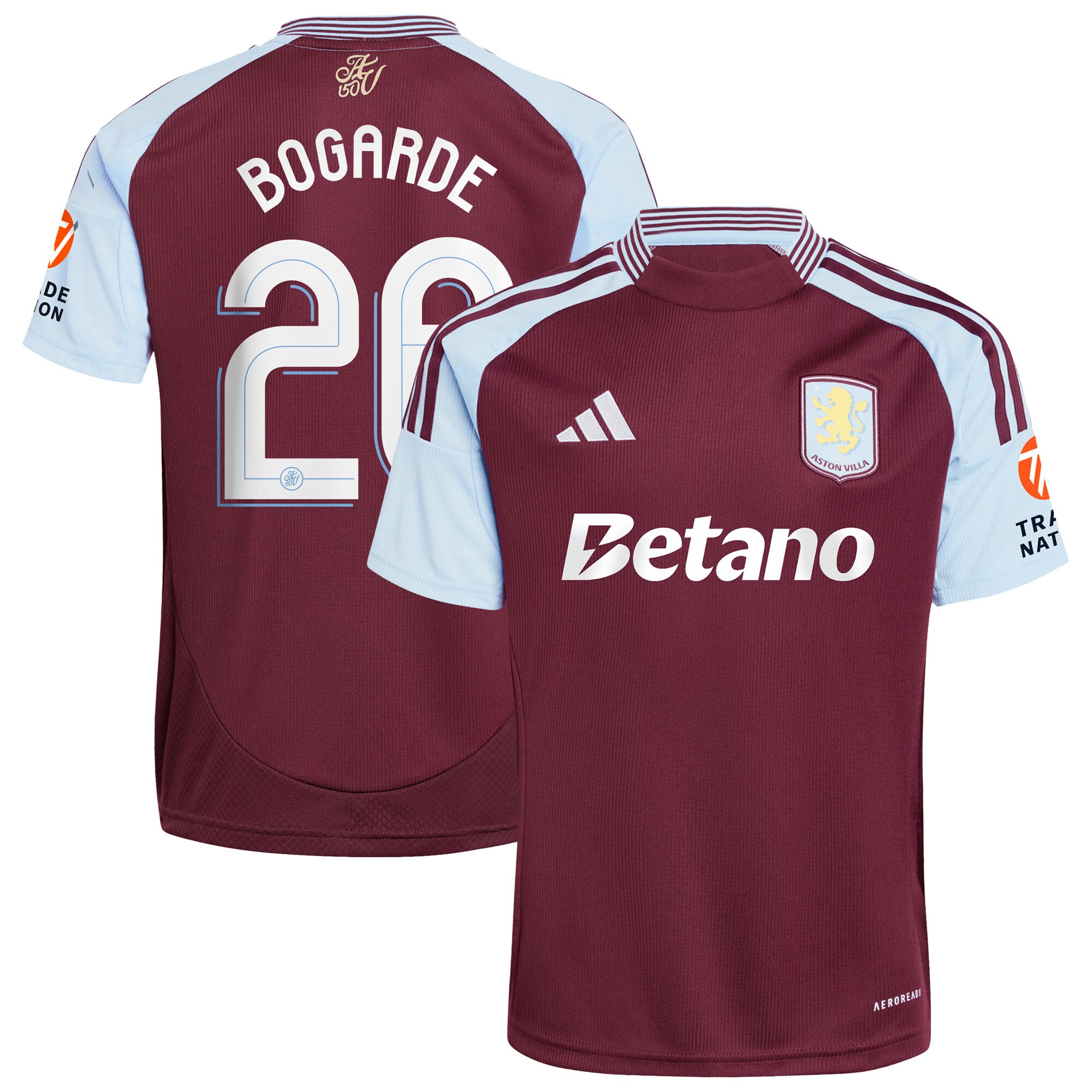 Aston Villa Shirts - aston villa adidas home shirt 2024-25 with bogarde 26 cup printing Collection of Official Fan Gear