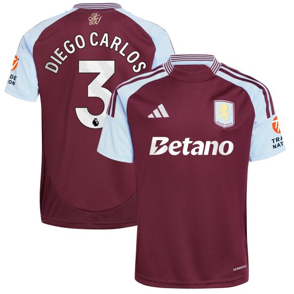 Aston Villa Shirts - aston villa adidas home shirt 2024-25 with diego carlos 3 printing Collection of Official Fan Gear