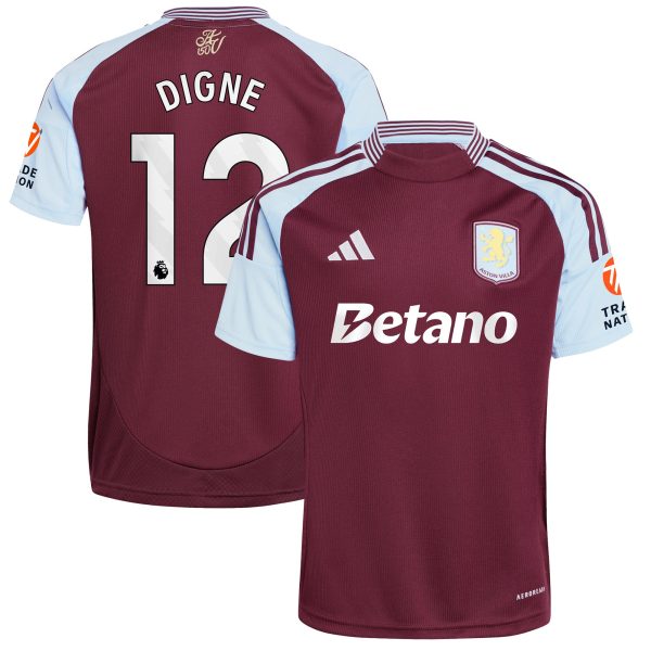 Aston Villa Shirts - aston villa adidas home shirt 2024-25 with digne 12 printing Collection of Official Fan Gear