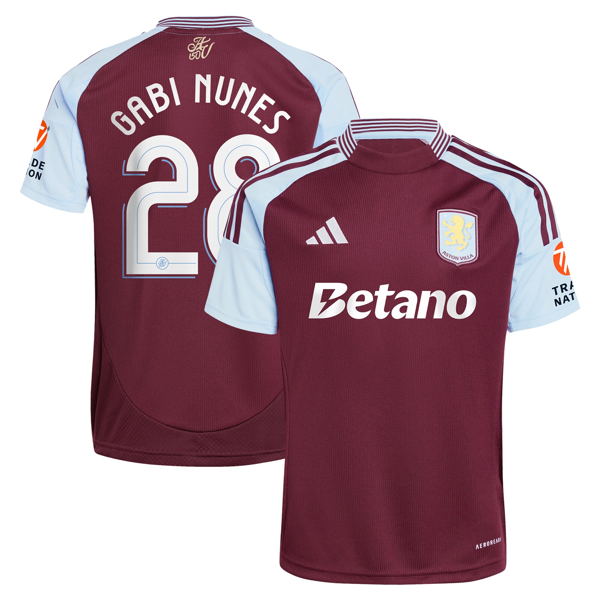 Aston Villa Shirts - aston villa adidas home shirt 2024-25 with gabi nunes 28 cup printing Collection of Official Fan Gear