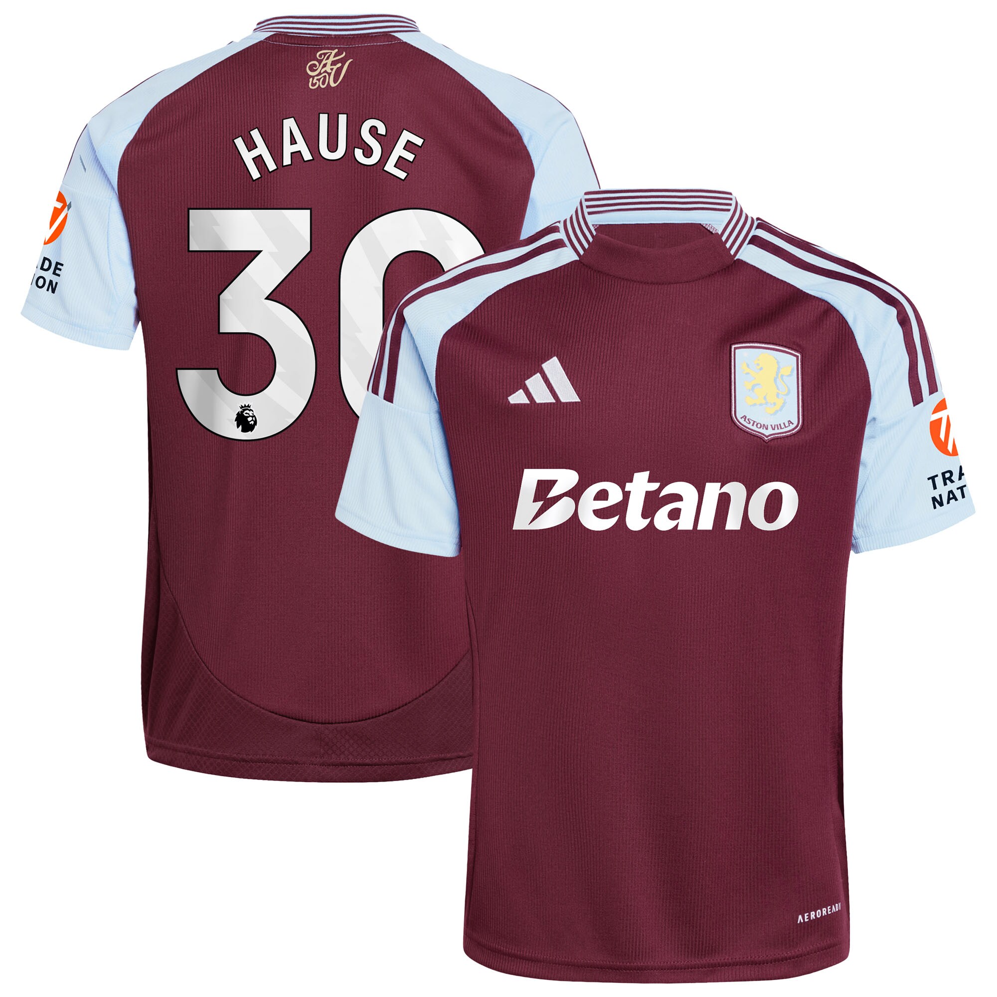 Aston Villa Shirts - aston villa adidas home shirt 2024-25 with hause 30 printing Collection of Official Fan Gear