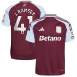 Aston Villa Shirts - aston villa adidas home shirt 2024-25 with j. ramsey 41 printing Collection of Official Fan Gear