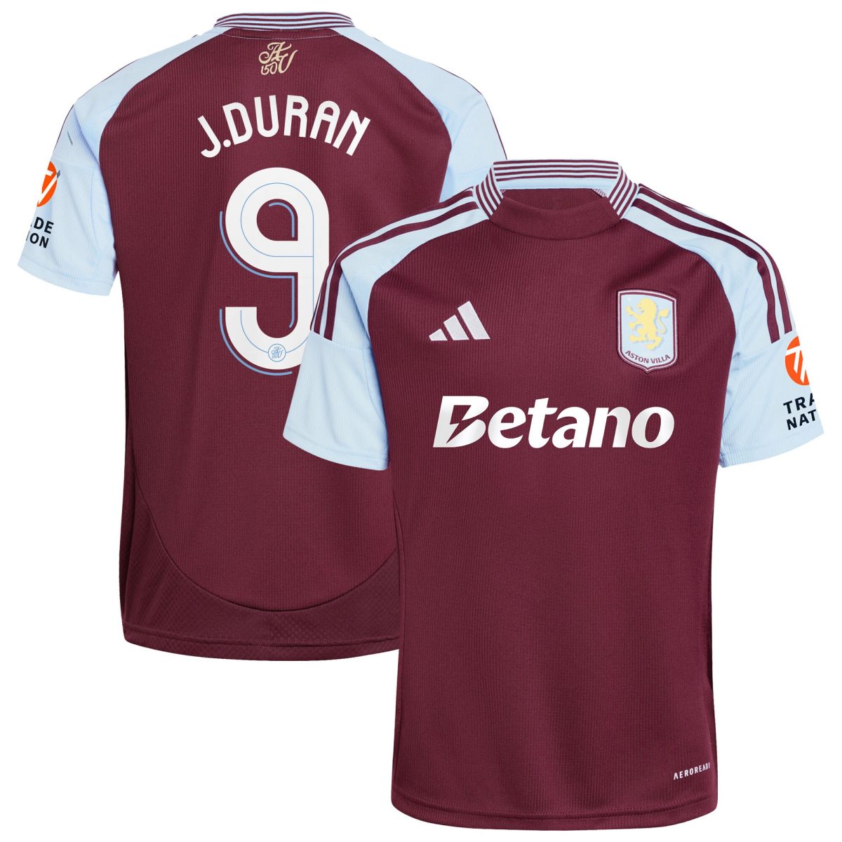 Aston Villa Shirts - aston villa adidas home shirt 2024-25 with j.duran 9 cup printing Collection of Official Fan Gear