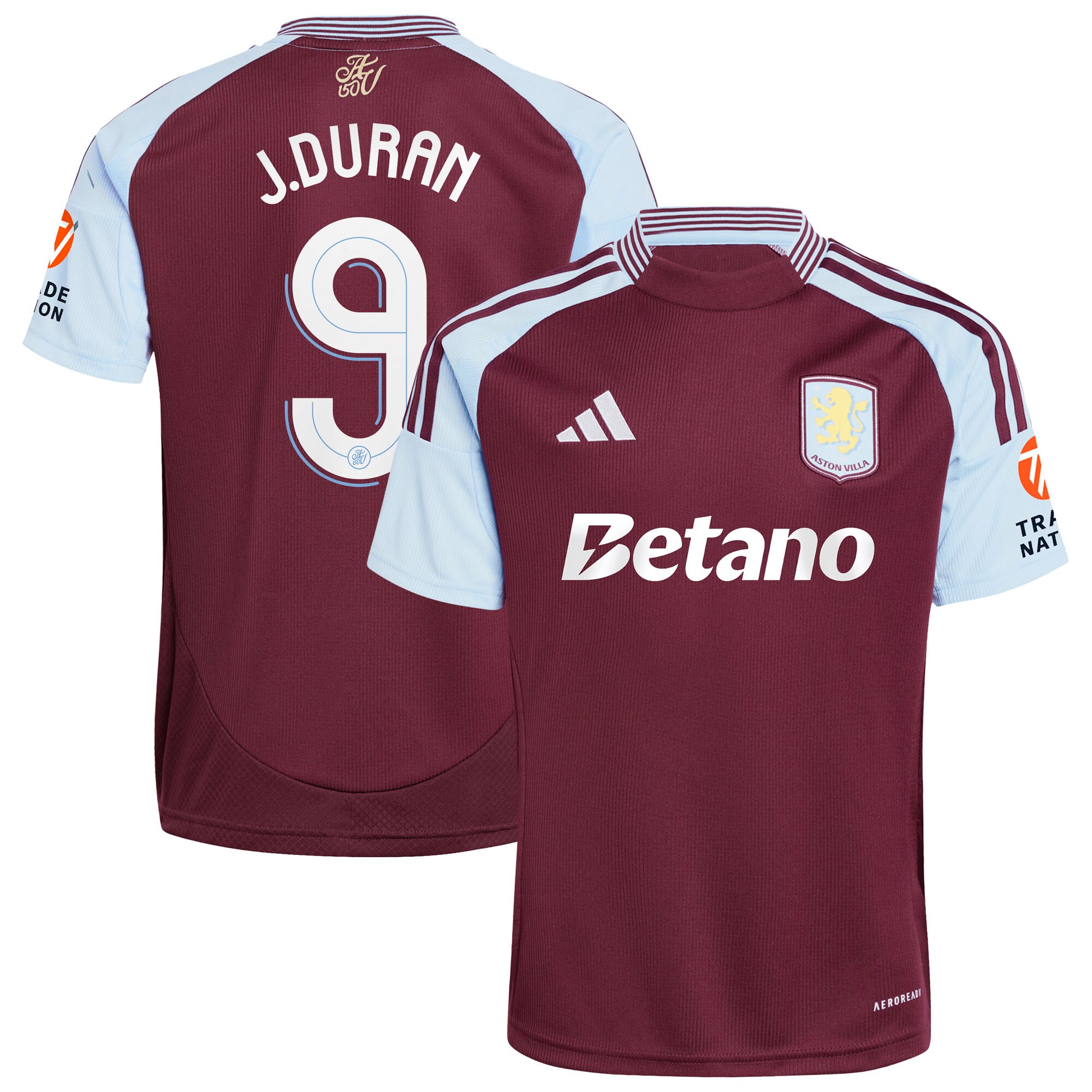 Aston Villa Shirts - aston villa adidas home shirt 2024-25 with j.duran 9 cup printing Collection of Official Fan Gear