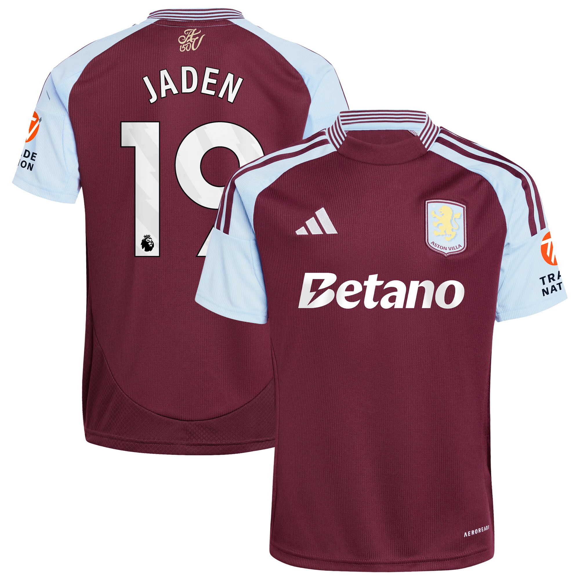 Aston Villa Shirts - aston villa adidas home shirt 2024-25 with jaden 19 printing Collection of Official Fan Gear