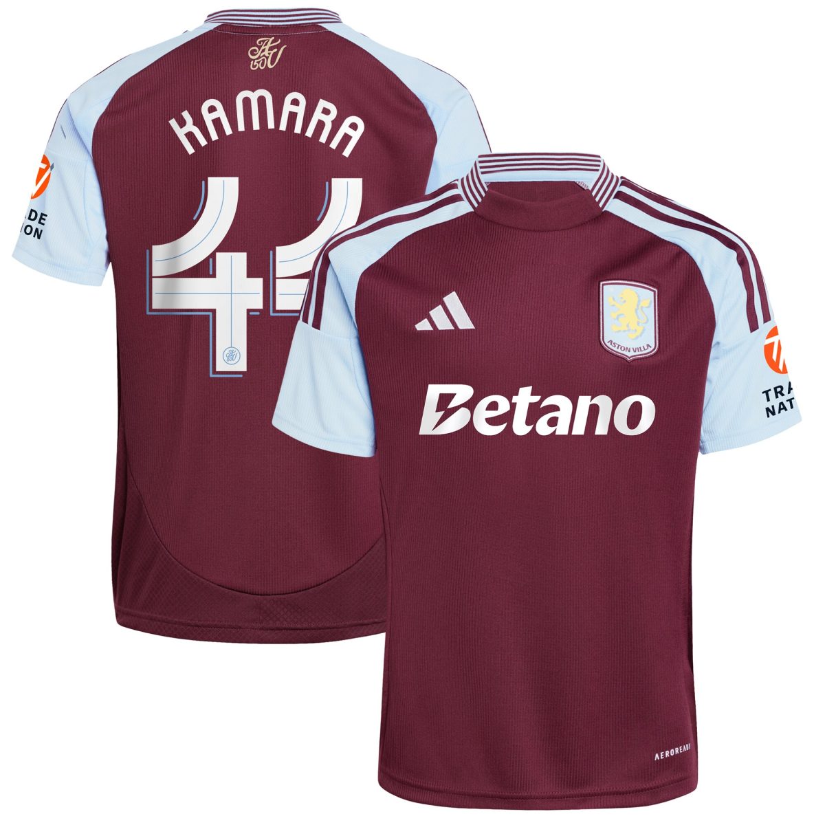 Aston Villa Shirts - aston villa adidas home shirt 2024-25 with kamara 44 cup printing Collection of Official Fan Gear