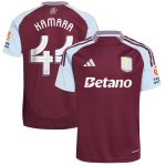 Aston Villa Shirts - aston villa adidas home shirt 2024-25 with kamara 44 cup printing Collection of Official Fan Gear