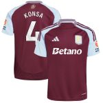 Aston Villa Shirts - aston villa adidas home shirt 2024-25 with konsa 4 printing Collection of Official Fan Gear