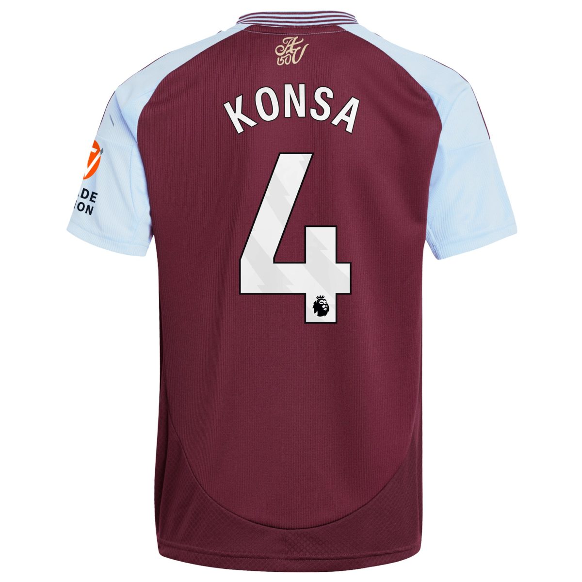Aston Villa Shirts - aston villa adidas home shirt 2024-25 with konsa 4 printing Collection of Official Fan Gear