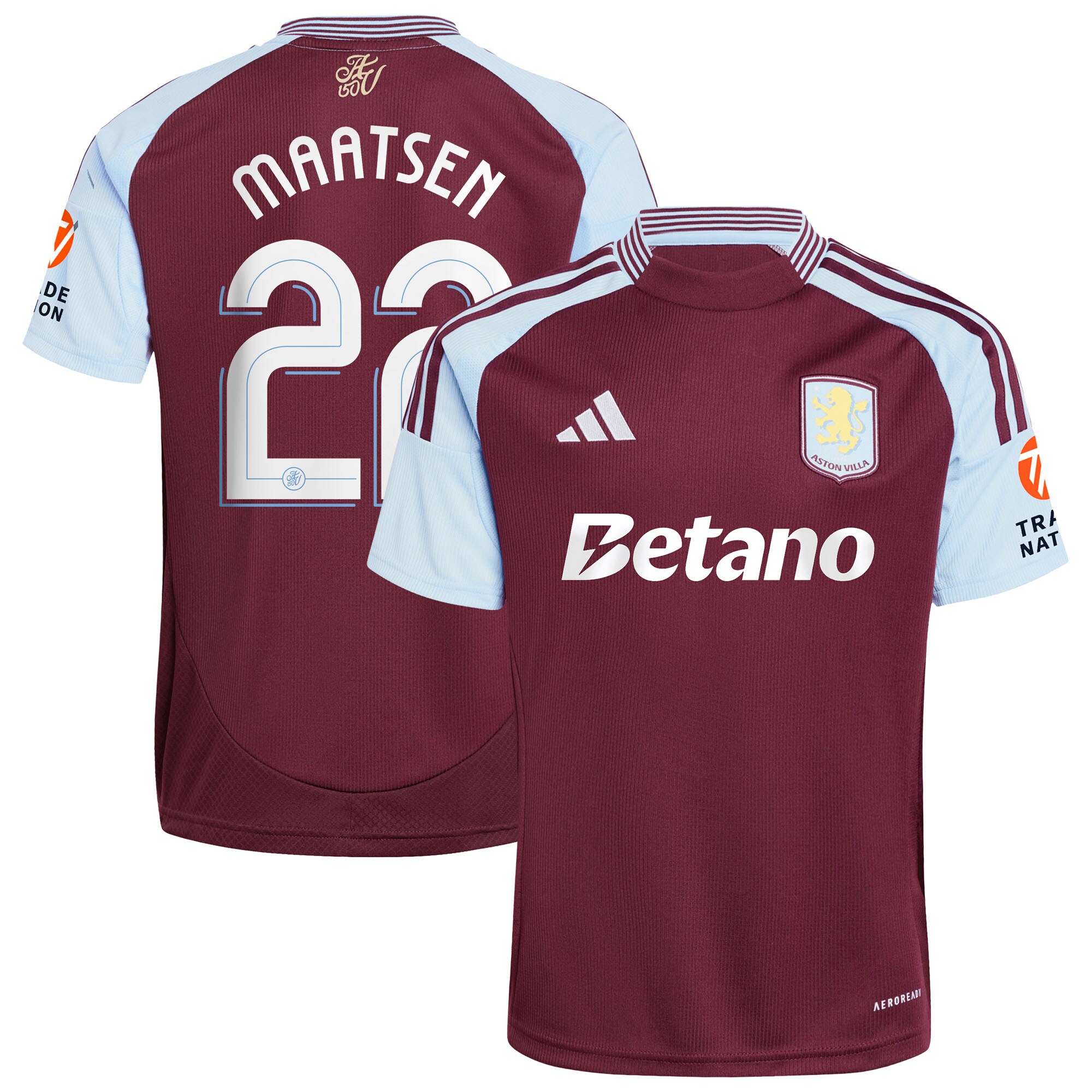 Aston Villa Shirts - aston villa adidas home shirt 2024-25 with maatsen 22 cup printing Collection of Official Fan Gear