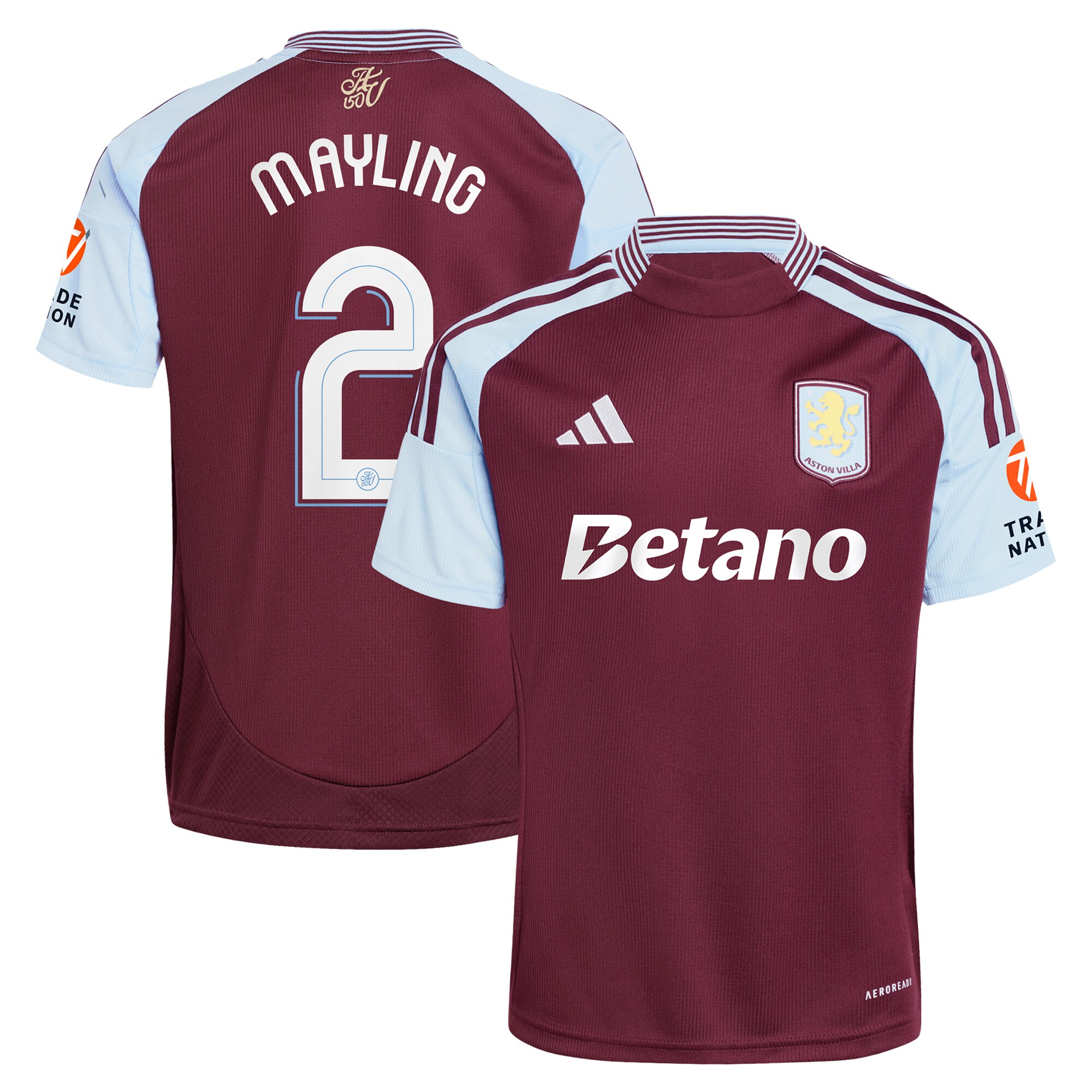 Aston Villa Shirts - aston villa adidas home shirt 2024-25 with mayling 2 cup printing Collection of Official Fan Gear