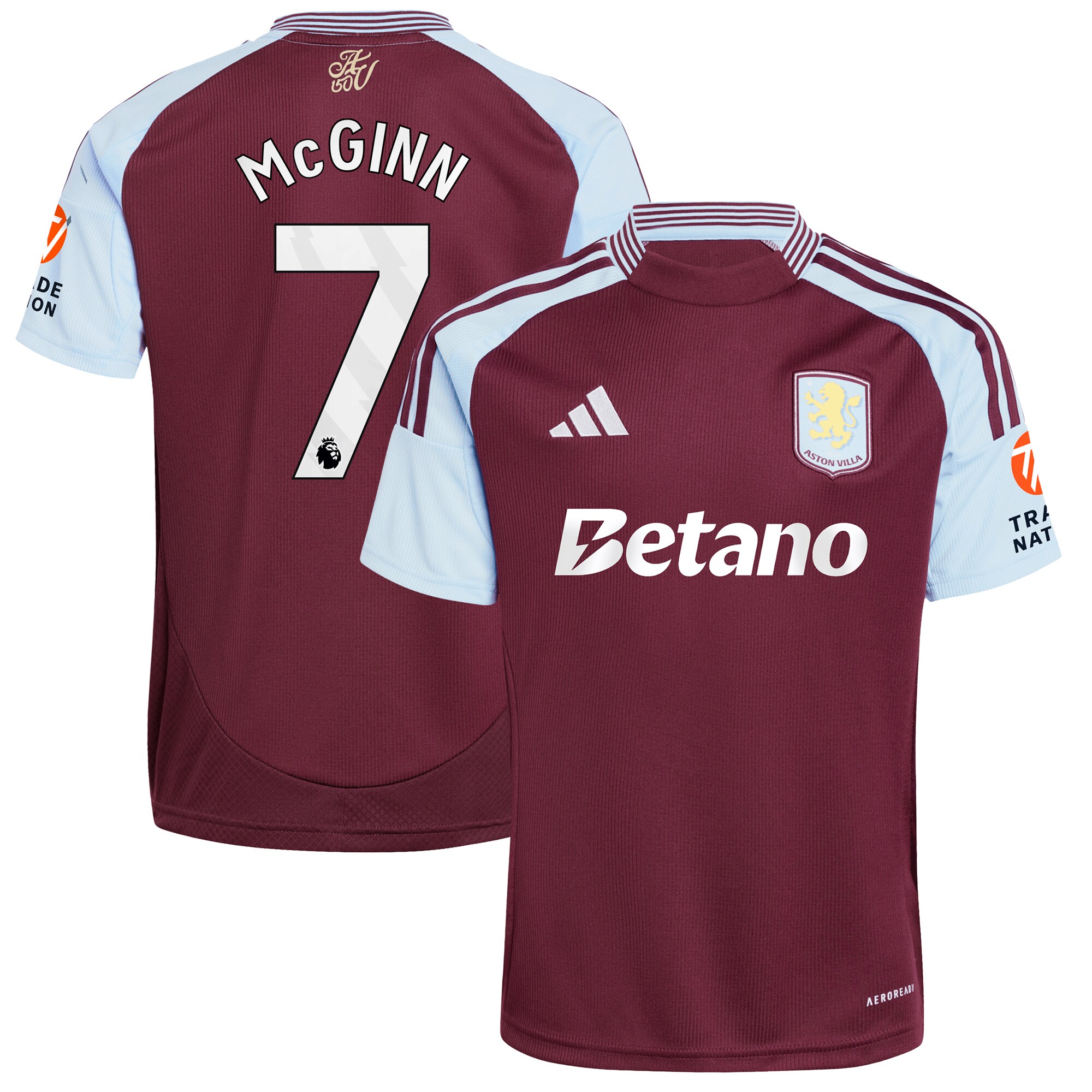Aston Villa Shirts - aston villa adidas home shirt 2024-25 with mcginn 7 printing Collection of Official Fan Gear