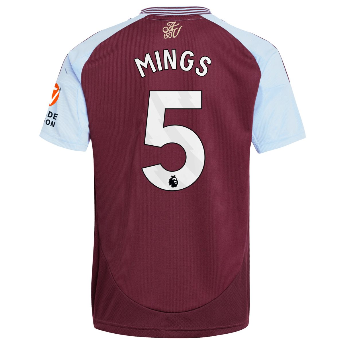 Aston Villa Shirts - aston villa adidas home shirt 2024-25 with mings 5 printing Collection of Official Fan Gear