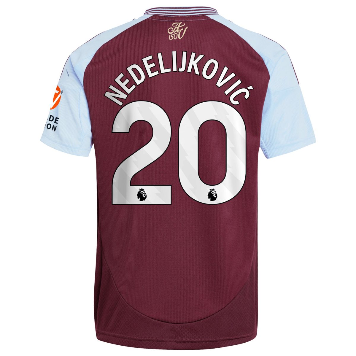 Aston Villa Shirts - aston villa adidas home shirt 2024-25 with nedeljković 20 printing Collection of Official Fan Gear