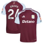 Aston Villa Shirts - aston villa adidas home shirt 2024-25 with onana 24 printing Collection of Official Fan Gear