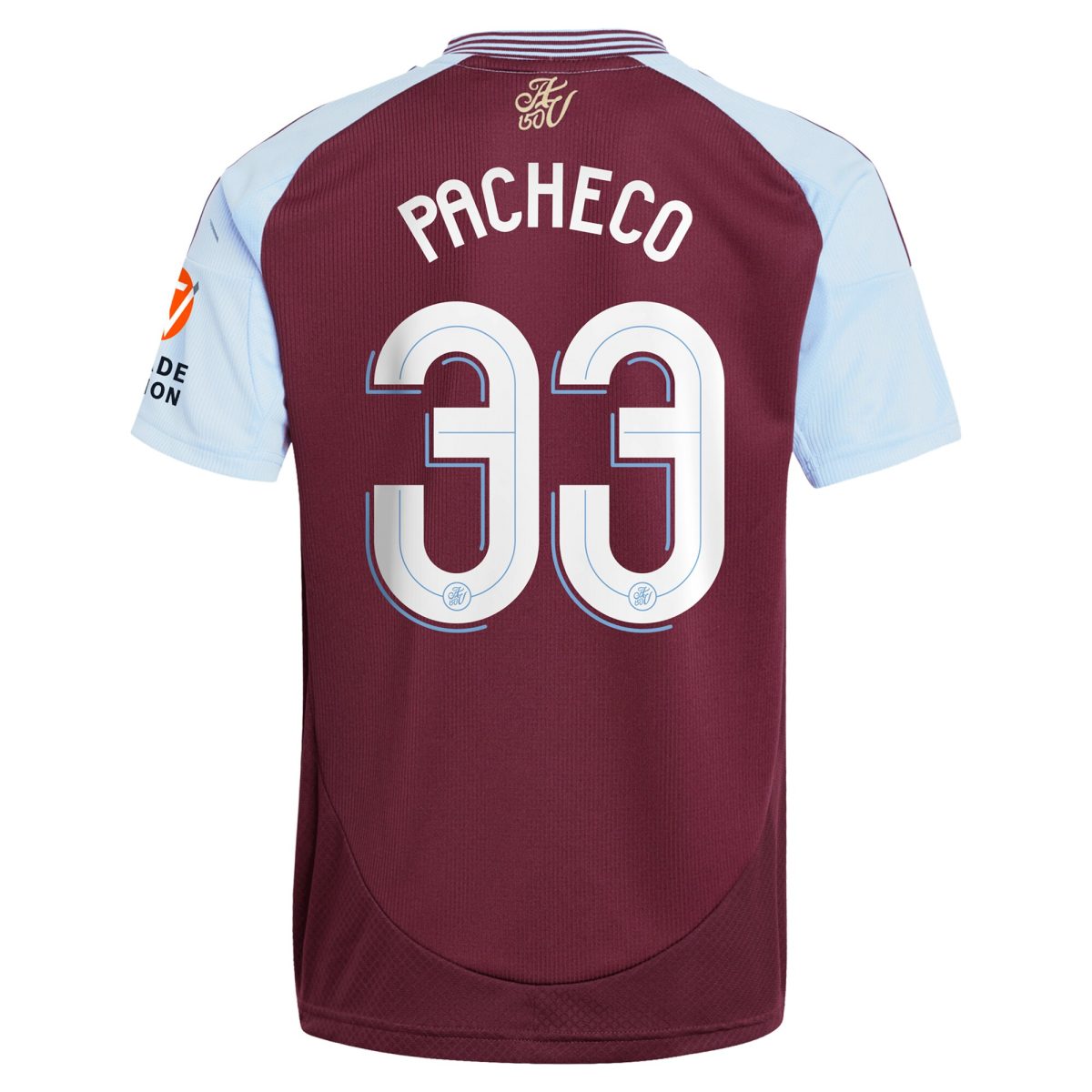 Aston Villa Shirts - aston villa adidas home shirt 2024-25 with pacheco 33 cup printing Collection of Official Fan Gear
