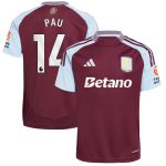 Aston Villa Shirts - aston villa adidas home shirt 2024-25 with pau 14 printing Collection of Official Fan Gear