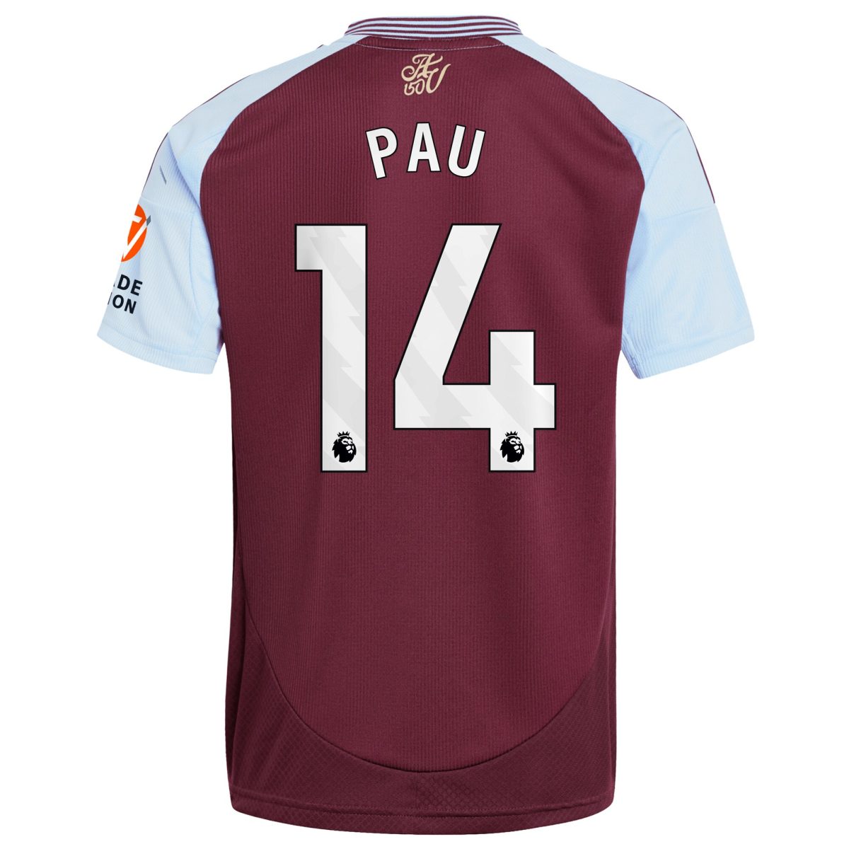 Aston Villa Shirts - aston villa adidas home shirt 2024-25 with pau 14 printing Collection of Official Fan Gear