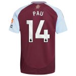 Aston Villa Shirts - aston villa adidas home shirt 2024-25 with pau 14 printing Collection of Official Fan Gear