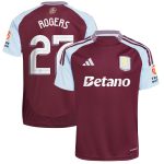 Aston Villa Shirts - aston villa adidas home shirt 2024-25 with rogers 27 cup printing Collection of Official Fan Gear