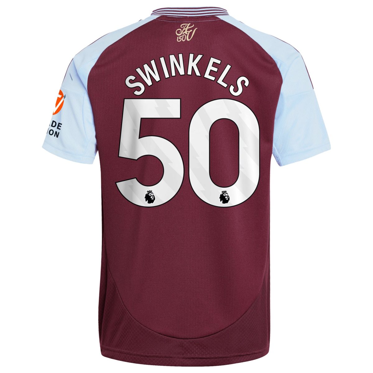 Aston Villa Shirts - aston villa adidas home shirt 2024-25 with swinkels 50 printing Collection of Official Fan Gear
