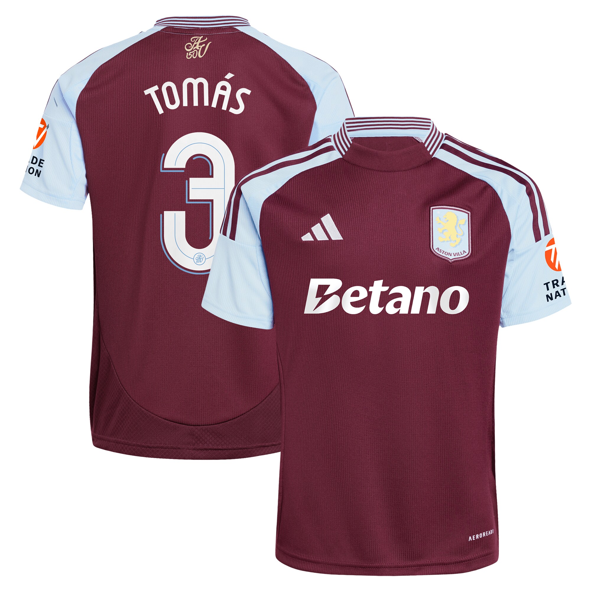 Aston Villa Shirts - aston villa adidas home shirt 2024-25 with tomás 3 cup printing Collection of Official Fan Gear