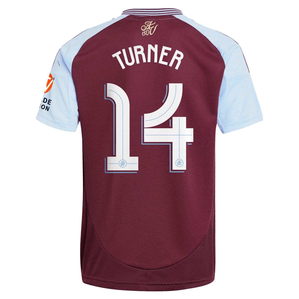 Aston Villa Shirts - aston villa adidas home shirt 2024-25 with turner 14 cup printing Collection of Official Fan Gear