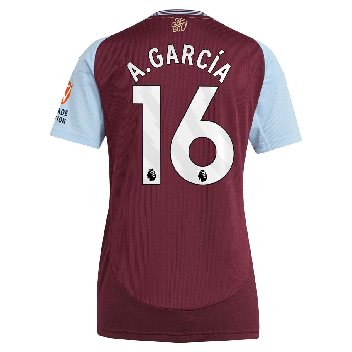 Aston Villa Shirts - aston villa adidas home shirt 2024-25 – womens with a.garcía 16 printing Collection of Official Fan Gear